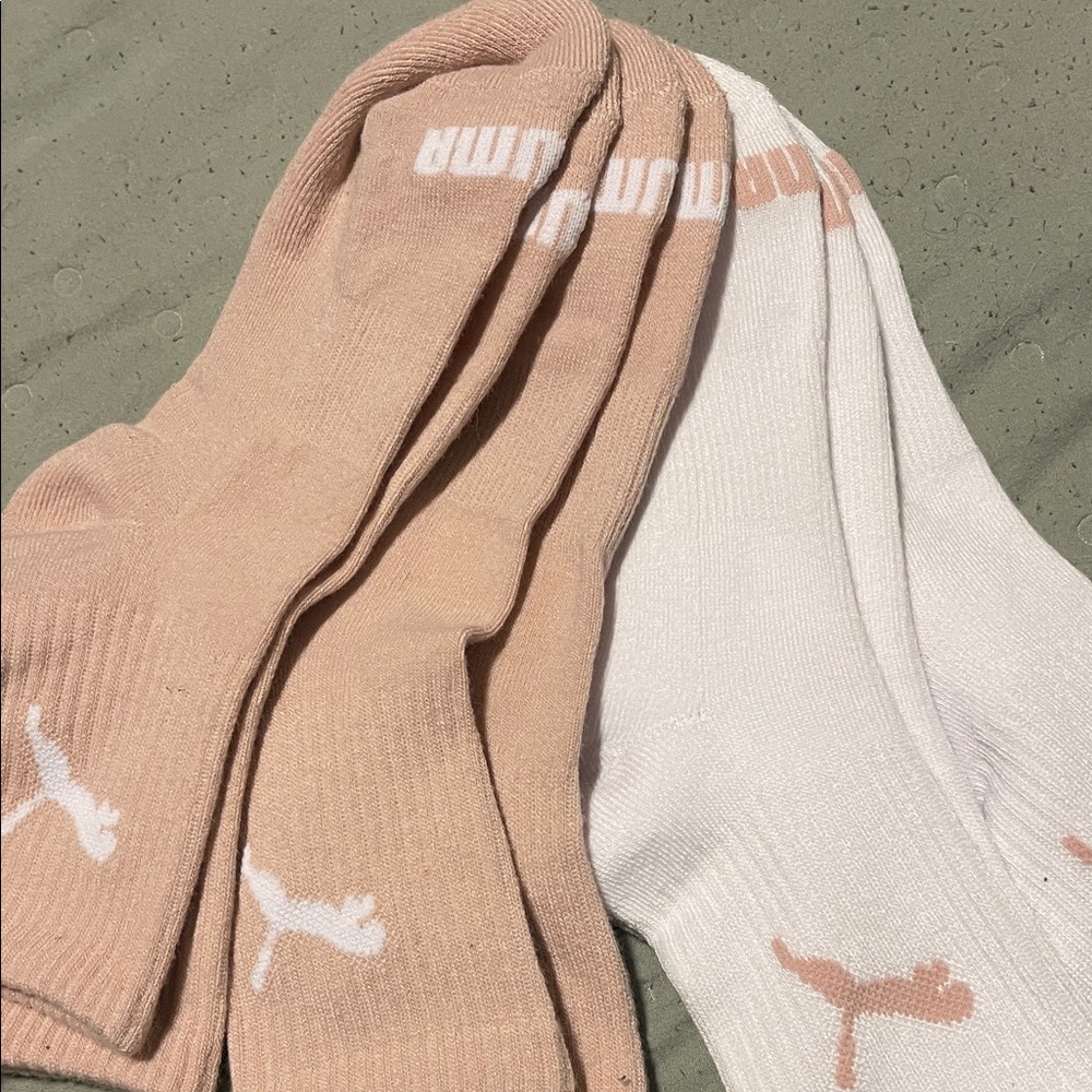 Puma Women's Athletic Socks - White and Tan